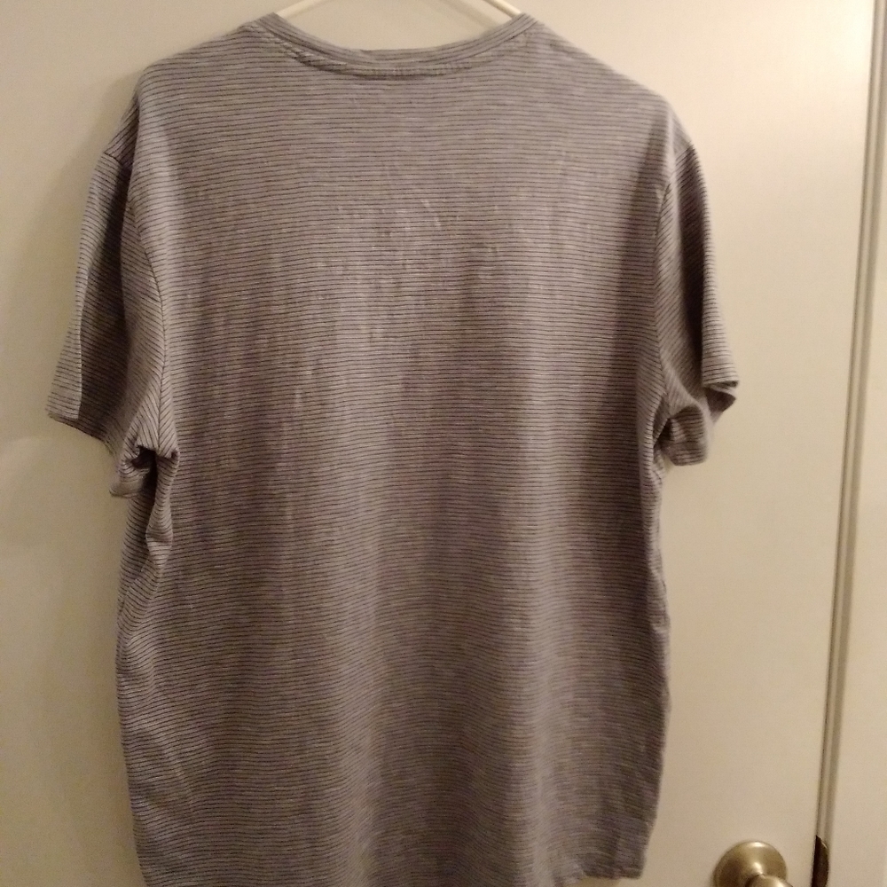 CREmieux striped tshirt V notch  blue/Grey  Large Casual Stylish Mens - Picture 3 of 6